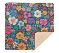 Color Oil Painting Sense Flowers Soft Foam Baby Play Mat for Indoor Outdoor Comfortable Infant Play Activity Mat for Baby Kids Toddlers Infants, 50'' x 50''