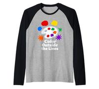 Color Outside The Lines Art Palette Creative Design Raglan Baseball Tee