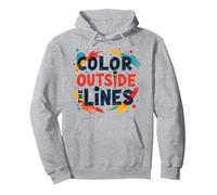 Color Outside the Lines Artistic Inspirational Quote Pullover Hoodie, Adult Unisex, Heather Grey, M