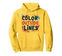 Color Outside the Lines Artistic Inspirational Quote Pullover Hoodie, Adult Unisex, Lemon, M