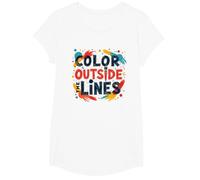 Color Outside The Lines Artistic Inspirational Quote T-Shirt, Girls, White, XS