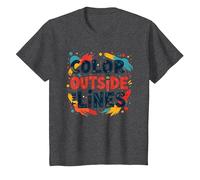 Color Outside The Lines Artistic Inspirational Quote T-Shirt, Kids, Dark Heather Grey, 4 Years