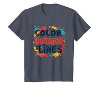 Color Outside The Lines Artistic Inspirational Quote T-Shirt, Kids, Heather Blue, 8 Years