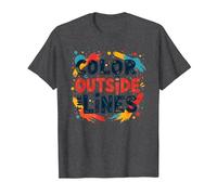 Color Outside The Lines Artistic Inspirational Quote T-Shirt, Men, Dark Heather Grey, L
