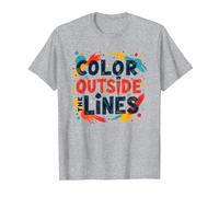 Color Outside The Lines Artistic Inspirational Quote T-Shirt, Men, Heather Grey, S