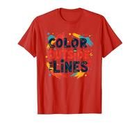 Color Outside The Lines Artistic Inspirational Quote T-Shirt, Men, Red, L