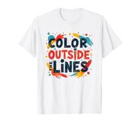 Color Outside The Lines Artistic Inspirational Quote T-Shirt, Men, White, 5XL