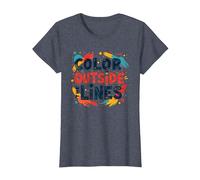 Color Outside The Lines Artistic Inspirational Quote T-Shirt, Women, Heather Blue, L