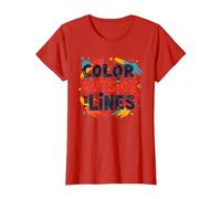 Color Outside The Lines Artistic Inspirational Quote T-Shirt, Women, Red, 3XL