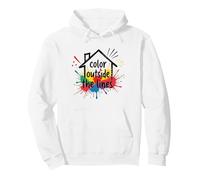 Color Outside the Lines: Hypercolor Vibrant Creative Expression Pullover Hoodie, Adult Unisex, White, Medium