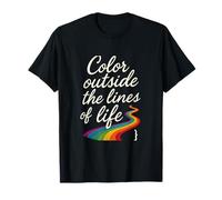 Color Outside The Lines Rainbow Life Path Slogan T-Shirt