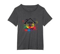 Color Outside The Lines: Vibrant Creative Expression T-Shirt, Women's Plus, Dark Heather Grey, 6X