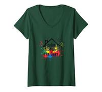 Color Outside The Lines: Vibrant Creative Expression V-Neck T-Shirt, Women, Forest Green, M