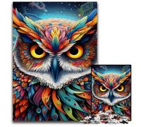 Color Owl 1000Pc Adults Jigsaw Puzzle Wooden Jigsaw Brain-Challenging DIY Decorative Game, Family Interactive Toy 50x75CM/19.68x29.52inch