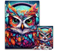 Color Owl 1000Pc Adults Jigsaw Puzzle Wooden Jigsaw Perfect Home Or Office Decor, Ideal 50x75CM/19.68x29.52inch
