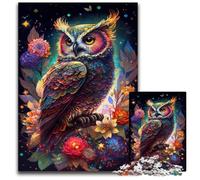 Color Owl 1000Pc Adults Jigsaw Puzzle Wooden Jigsaw Puzzles for Adults Family Fun Activity, Brain Challenge, for Teenager 50x75CM/19.68x29.52inch