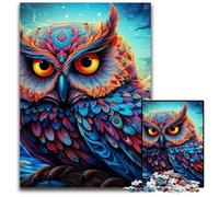 Color Owl 1000Pc Adults Jigsaw Puzzle Wooden Puzzles Challenging Brain Teaser for Teenagers, Family Game Night Fun 50x75CM/19.68x29.52inch