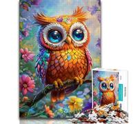 Color Owl Jigsaw Puzzles for Adults 1000,Learning Educational Toys Family Games with Matching Poster And Trivia Sheet (50x75cm)