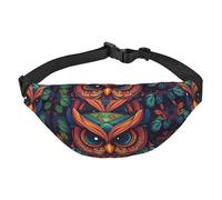 Color owl pattern Fanny Pack for Men Women Belt Bag Fashion Waist Bag Everywhere Crossbody Bag Wallet Hip Bum Bag with Adjustable Strap Waterproof Chest Bag for Travel Hiking Sports, Black, One Size