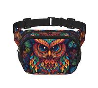 Color Owl Pattern Fanny Pack For Women Waterproof Adjustable Belt Bags Waist Pack Fashion Casual Crossbody Bags Bum Bag For Running Workout Hiking Traveling, Black, One Size