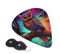Color Owl Pattern Guitar Plectrums, 6 Guitar Plectrums, Double Sided Printing, For Acoustic Guitar, Bass, Ukulele, Electric Guitar (0.46 Mm 0.71 Mm 0.96 Mm)