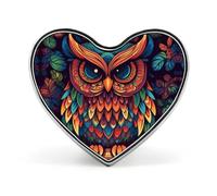 Color Owl Pattern Heart Shape Lapel Pin Personalized Pinback Button Badges Retro Punk Button Pin Kawaii Heart Badges for Men Women Clothes Bags Hats & Gift
