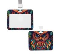 Color Owl Pattern Id Badge Holder with Lanyard Waterproof Key Card Holder Case Id Card Protector with Clear Id Window Name Tags for Women Men Work Office Doctor Nurse