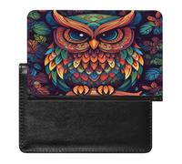 Color Owl Pattern Passport Holder Vaccine Card Holder Travel Document Organizer Credit Card Organizer for Women/Men