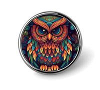 Color Owl Pattern Round Lapel Pins for Men Women Metal Button Pin Fashion Personalized Brooch Pins for Men Suits Cute Brooch Badge for Backpack Clothing Hat Bag Decoration