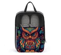 Color Owl Pattern Shoe Bag Travel Shoe Organizer Water-Resistant Shoe Pouch with Zipper Sneaker Dust Bag, gray, One Size, Modern
