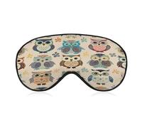 Color Owl Pattern Sleep Mask Eye Mask for Sleeping Breathable Blackout Sleeping Masks with Adjustable Strap Soft Eye Cover Comfortable Blindfold Eyeshade for Night Sleeping Travel Nap