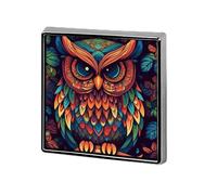 Color Owl Pattern Square Lapel Pin for Men Women Personalized Lapel Badge Metal Brooch Printed Aluminum Alloy Memorial Pins for Backpack Clothing Decoration Business