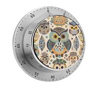 Color Owl Pattern Timer Stainless Digital Visual Timer Exquisite Mechanical Countdown Time Management Tools with Silent Operation Timer for Kitchen Office Classroom
