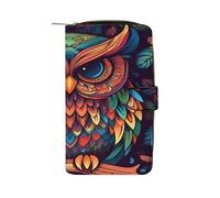 Color Owl Pattern Wallet Multifunctional Leather Wallets for Men Compact Long Wallet Credit Card Holder Passport Bag