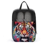 Color Paint Tiger Face Shoe Bag Travel Shoe Organizer Water-Resistant Shoe Pouch with Zipper Sneaker Dust Bag, gray, One Size, Modern