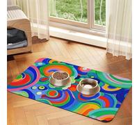 Color Painting Dog Food Mats for Floors, 12x18 Inch Non-Slip Super Absorbent Pet Food Mat, Dishwasher Dog Mat for Food and Water, Cute Rubber Quick Dry Pet Feeding Mat for Dogs Puppy Cats