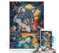 Color painting wolf1000 Pieces Puzzles for teenagers Stress Reliever Staycation Kill time deal as gifts for the whole family 38x26cm