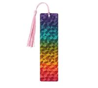 Color Pattern Wooden Bookmark 5pcs for Book Lovers,DIY Wood Craft Bookmarks with Colorful Tassels Wooden Gift Tags Labels Rectangle Bookmarks Ornaments Unusual Gift for Men Women