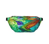 Color Peacock Fanny Pack for Women Man,Stained Glass Art Waist Belt Bag Crossbody for Sports Travel Hiking Running Jogging
