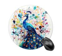 Color Peacock Mouse Pad Round Laptop Mouse Mat Cute Computer Mousepad Keyboard Pad Non-Slip Desk Pads for Gaming Office Work Home