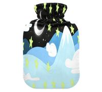 Color Pencil Drawing Stars and Moon hot Water Bottle with Soft Cover, 2L hot compresses for The Body for Arthritis,Arthritis,Bolsa de calor para Dolor Menstrual