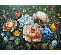 Color Peony Puzzle - 1500 Piece Jigsaw Puzzles for Adults - The Back Features Printed Letter Guides - The Pieces fit Together Snugly - Wooden Puzzles for Adults - Gifts Family 34.3 X 22.4 Inch s7h-509