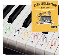 Color Piano and keyboard stickers and complete piano lesson book: (German musical notation)