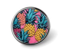Color Pineapple Badge Holder Personalized Metal Button Pin Fashion Round Badge with Pattern Pin DIY Button Badges Exquisite Brooch Crafts Gift Clothes Decorative Pins