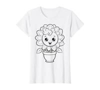 Color Plant Flower Flower Pot and Paint it Yourself Value Graphic T-Shirt, Women, White, L