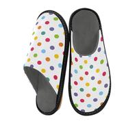 Color Polka Dots Slippers for Men Women, Geometric Womens House Slippers Indoor Slipper Socks House Shoes Bedroom Travel Shoe Use