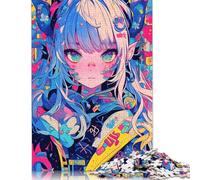Color Pop Anime Girl Puzzle Difficult Hard Paper Rectangular Jigsaw Puzzle for Adult Children Unique Gift 1000pcs (26x38cm)
