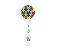 Color Puzzle Autistic Disorder Pattern Retractable Badge Holder Reel Clip Id Card Holder forNurse Student Office Worker