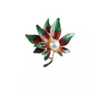 Color Rhinestone Maple Leaf Brooches Pearl Plants Leaf Badges Lapel Pin Girl Clothing Decoration Thanksgiving Autumn Jewelry Gifts