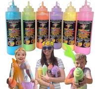 Color Run Powder Squeeze Bottles for Color War XL 34oz, Holi Powder, 6 Pack